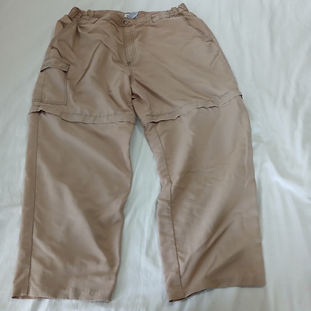 CAMPMOR Men's Large Convertible (to shorts) Pants Khaki Quick-Dry ZIPPERS WORK